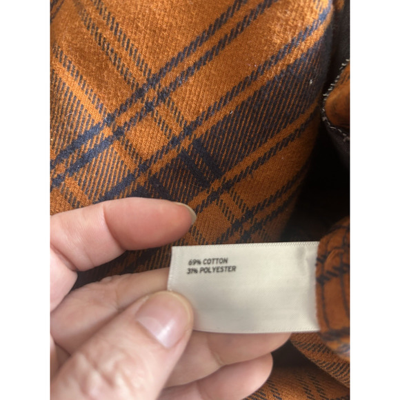 Duluth Trading Co. Forklore Duster Flannel Blouse Womens Size Large Orange - Picture 4 of 9